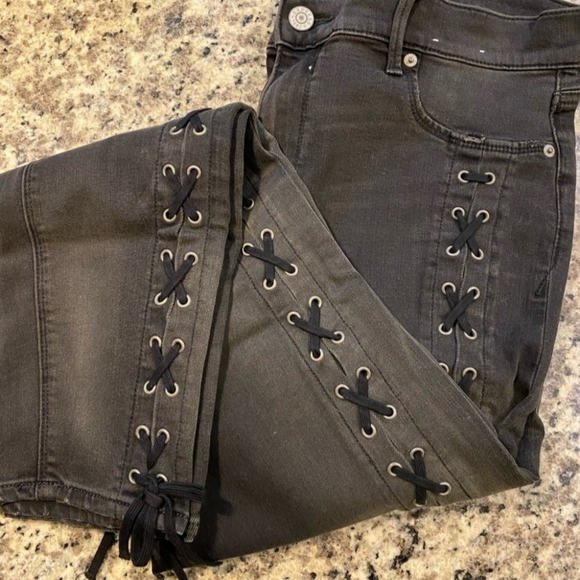 Rocker punk lace up jeans jeggings - Picture 2 of 5